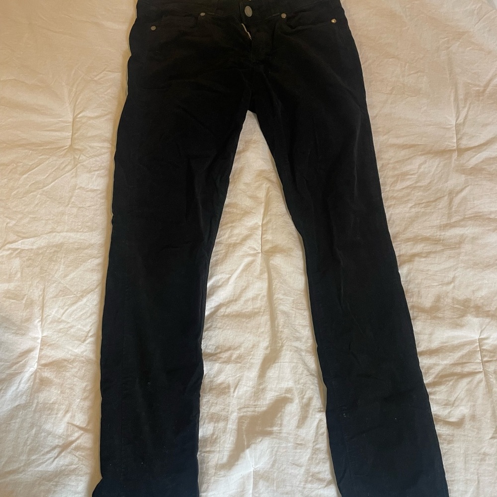 PAIGE Women's Black Straight Leg Corduroy Pants